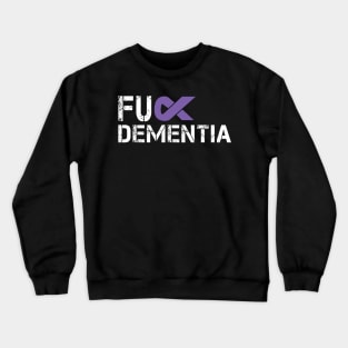 Fuck Dementia Awareness Gift Purple Ribbon Support Warrior Crewneck Sweatshirt